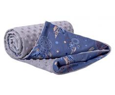 Krabbeldecke 100% Baumwolle 75x100cm doppelseitig multifunktional Minky Kuscheldecke für Kinderwagen weich flauschig (Traumfänger mit grauen Minky)