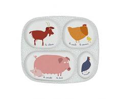 Petit Jour Paris - Menü Tablett Bauernhof - Verhindert dass sich der Nachtisch mit dem Rest vermischt - AF935J