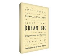 Little Helper DRBG1624-20 Feel Good Art Wandschmuck Leinwand, Dream Big, 60 X 40 cm, crème