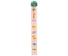 Bieco Messlatte Zoo | Skala 0,65-1,5m | Messlatte Holz Kinder | Wand Holz Dekoration | Maßband Körper | Kinder Messlatte Holz | Holz Meter | Wandtattoo Kinderzimmer Tiere | Messlatte Kind