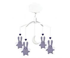 Trousselier - Musikmobile - Engelhase - bedruckte Baumwolle - Musik Romeo & Julia - Chic - Ideales Geburtsgeschenk - Einfach zu installieren - Farbe blau