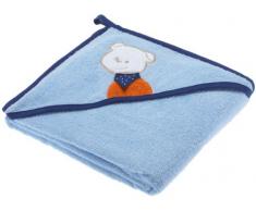 Liegelind 39170017022 - Kapuzenbadetuch aus Frottee mit Stickmotiv, Format 100x100cm Farbe: bleu