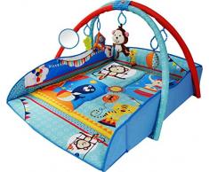 Baby Spielteppich mit Bogen – 4in1 Krabbeldecke & Kuschelteppich mit Spielbogen im bunten & musikalischen Tiere Design