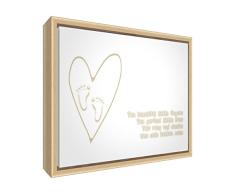 Feel Good Art eco-printed und gerahmt Kinderzimmer Leinwand mit Natur massiv Holzrahmen (44 x 34 x 3 cm, mittel, beige, zehn Finger und zehn Zehen)