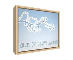 Feel Good Art eco-printed und gerahmt Kinderzimmer Leinwand mit Natur massiv Holzrahmen (64 x 44 x 3 cm, große, weiche Blau, Sie sind Our Greatest Adventure)