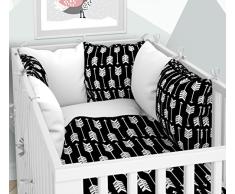 3-teiliges Set: Babybett-Wäsche 100x135 cm mit Spannbettlaken und Kissen-Nestchen - sechs Kissen samt Bezügen für das Babybett 70x140 cm