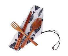 Local Makes A Comeback Geschirr-Set aus Holz, 3 Teile, gesundes Besteck-Set, für Küche und Haushalt, Weiß, 1,3 Teile