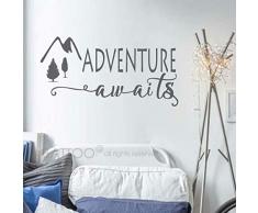 BATTOO Adventure Awaits Wandaufkleber – Abenteuer Zitate Reise Thema, Wand-Dekoration – Wanderlust Wand-Aufkleber – Berg Wand-Aufkleber Schlafzimmer Decor