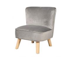 roba Kindersessel „Lil Sofa“ für Jungen und Mädchen, bequemer Sessel mit stabilen Holzfüßen und grauem Samtstoff, Kinder-Sitzmöbel-Serie „Lil Sofa“ fürs Kinder- oder Babyzimmer