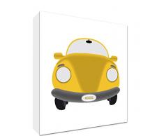 Feel Good Art Kunstdruck auf Leinwand, Motiv Auto X-Grande - 76 x 76 x 4 cm Gelb/Weiß