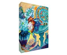 Feel Good Art, Summer Collect ION128 15De Art Colourful by British Artist Folding Screen, Val Johnson and Abstract Flower Vase 30 x 20 x 4 cm, Small