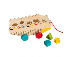Petit Collage PTC130 Alligator-Holz-Formsortierer und Ziehspielzeug, mehrfarbig