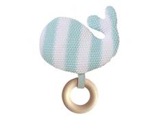 Manhattan Toy Baby Rattle with Toy Whale Knit Babyrassel mit hölzernem Beißring