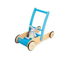 Pinolino Lauflernwagen Uli, aus Holz, mit Bremssystem, Lauflernhilfe mit gummierten Holzrädern, für Kinder von 1 – 6 Jahren, türkis