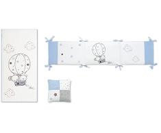 pirulos Globo Steppdecke, Nestchen und Kissen, 72 x 142 cm, weiß und blau