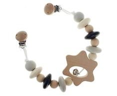 Hess Holzspielzeug 12965 - Wagenkette Stern, Kette für Kinderwagen oder Babyschale, ab 0 Monaten, nature schwarz, ca. 49 x 7 x 3,5 cm