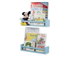 wallniture Kinderzimmer Decor â €Wand montiert Holz Wandboards â € Stauraum für Badezimmer Zubehör oder Kitchen Spice Rack Set von 2 blau