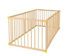 dibea DP00586 Holz Laufstall für Baby und Kleinkind, Laufgitter mit Tür, 270° klappbar und vormontiert, 6 Elemente je 90 x 68 cm, braun