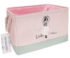 Rechteckiger Aufbewahrungskorb, faltbar, Canvas-Stoff, Cartoon-Aufbewahrungskorb mit Griffen für die Organisation von Zuhause/Küche/Kinderspielzeug/Büro/Schrank/Regalkörbe mädchen
