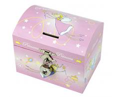 Trousselier S 83504 - Truhe Spardose/Spieluhr Princess rosa (Spieldose, Musikdose, Spieluhren) als Schmuckschatulle (Schmuckdose, Schmuckkästchen) - das ideale Geschenk