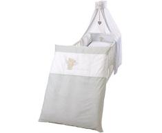 roba Kinder-Bettgarnitur 4-tlg, Babybett-Ausstattung Heartbreaker, Bettset mit Applikation, Bettwäsche 100x135 (Decke & Kissen), Nestchen, Himmel