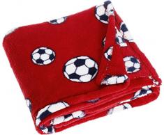 Playshoes Baby und Kinder Fleece-Decke, vielseitig nutzbare Kuscheldecke für Jungen und Mädchen, 75 x 100 cmmit Fußball-Muster