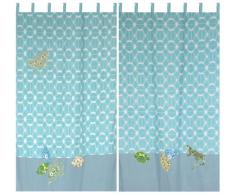 TAFTAN G-422 Inke & Insekten Vorhang 2 x mit Schlaufen, 145 x 280 cm, blau