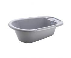 Rotho Babydesign Badewanne, Mit Ablaufstöpsel, 0-12 Monate, Bella Bambina, Stone Grey (Grau), 20020 0286