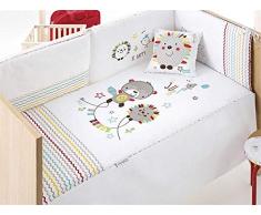 pirulos 28000510 Steppdecke, Nestchen und Kissen, Motiv Espin, 72 x 142 cm, weiß und Leinen