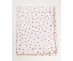 Ti TIN - weiche, saugfähige Babydecke, 80x75 cm | Krabbeldecke aus 100% Baumwolle mit doppellagigen Stoff, Babydecke fürs Auto, Wiege, Kinderwagen, Babyschale, etc, Sternchen-Motiv, rosa