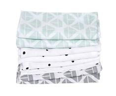 Baby Waschtücher aus Baumwoll-Musselin, Baby Waschlappen - (7 Stück), 30x30 cm, Öko-Tex Standard 100, Schiffe mintgrün