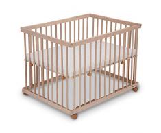 FabiMax 3490 Laufgitter 75x100 cm, Buche natur, inklusive Matratze Classic
