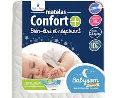 Babysom - Babymatratze Komfort + | Kindermatratze 70x140cm - Atmungsaktiv - Bezug abziehbar - Luftdurchlässiger Kaltschaum - Geprüft - Höhe 14cm