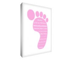 Little Helper FOOT1216-13G Feel Good Art Wandschmuck Leinwand im modernen typographischen Stil Zehn Finger und Zehen, 40 x 30 cm, hellrosa