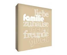 Feel Good Art HAPHME1515-01G Wandschmuck Leinwand im Stil Liebe und Familie, beige, 38 x 38 cm