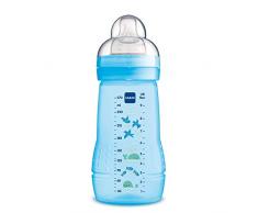 MAM Easy Active Trinkflasche (270 ml), Baby Trinkflasche inklusive MAM Sauger Größe 1 aus SkinSoft Silikon, Milchflasche mit ergonomischer Form, 0+ Monate, blau