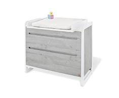 Pinolino 133440B Moderne, Breite Wickelkommode, Wickelfläche, Wickelhöhe, Wickelaufsatz Abnehmbar, Edelmatt und Beschichtet, 85 X 75 X 94 cm, weiß/esche grau