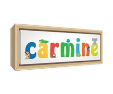 Little Helper Kunstdruck auf gerahmter Leinwand Holz natur, Position personalisierbar mit Namen kinderleicht Carmine 25 x 63 x 3 cm mehrfarbig