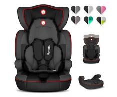 Lionelo Levi One Kindersitz 9-36kg Kindersitz Auto höhenverstellbare vertiefte Kopfstütze Seitenschutz abnehmbare Rückenlehne Sitzverkleinerer 5-Punkt-Gurte (Sporty Black)