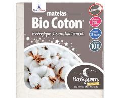 Babysom – Babymatratze Bio Baumwolle – 70 x 140 cm | 100% Bio-Baumwoll: Naturfasern | Dicke 14 cm | Bezug abnehmbar | GOTS® und Öko-Tex® zertifiziert | hergestellt in Frankreich