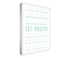 Little Helper BP1624-03RG Feel Good Art Wandschmuck Leinwand im modernen typographischen Stil Sei Positiv, 60 x 40 cm, minzgrün mit weiß