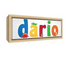 Little Helper Kunstdruck auf gerahmter Leinwand Holz natur, Position personalisierbar mit Namen kinderleicht Dario 34 x 88 x 3 cm mehrfarbig