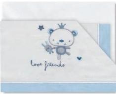 pirulos 00912313 – Triptychon Bettwäsche, Design Love Friends 80 x 140 cm, weiß und blau