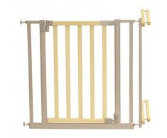 Roba 1548 - Treppenschutzgitter Metall/Holz, Verstellbreite 81-90 cm, Tür mit einem Handgriff zu öffnen, natur/silber
