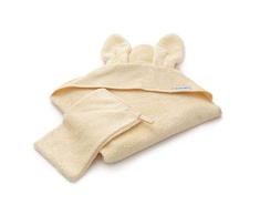Bamboom Set mit Kapuzenhandtuch und Handschuh, weiche Bio-Bambusfaser, 75 x 75, Bad Duo mit Handschuh, Yellow Cream, 1990008-400 g