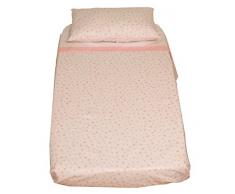 Ti TIN 3-teiliges Bett-Set Bettbezug für Babybett, 60x120 cm | Bettdeckenbezug+ Spannbettlaken mit Gummizug + Kissenbezug 100% Baumwoll-Popeline für Kinderbett, Sternchen-Motiv, rosa