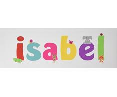 Feel Good Art Galerie verpackt Leinwandbild für Kinderzimmer, die Solide Front Panel rechteck Design Cute Illustrationen und personalisiert mit Girl s Name (15 x 42 x 4 cm, klein, Isabel)