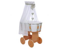 Gesslein 438034 Stubenwagen i.sleep bestehend aus Bettwäsche, Inletts, Nestchen, Matratze, Spannbetttuch, Himmel und Himmelthalter, natur/lilly
