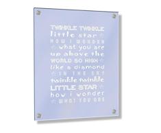 Feel Good Art Wand montiert Acryl Rahmen mit Stand-Off Schrauben (30 x 20 x 0,6 cm, klein, Baby Blau, twinkle twinkle little star/Kinderlied, Kinderzimmer Dekor)