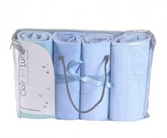 Clair de Lune Bettlaken für Babybett Betten Bale Geschenk-Set, Blau, 4 Stück